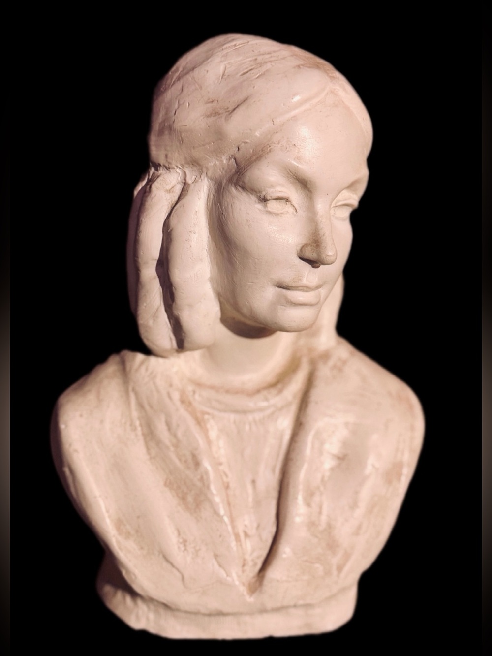 Erasmo Fuentes 2003 Signed Female Portrait Bust Sculpture 10”